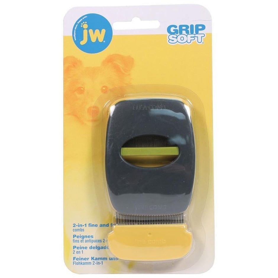 JW PET Soft Grip Double Sided Dog Comb - The Fish & Bone