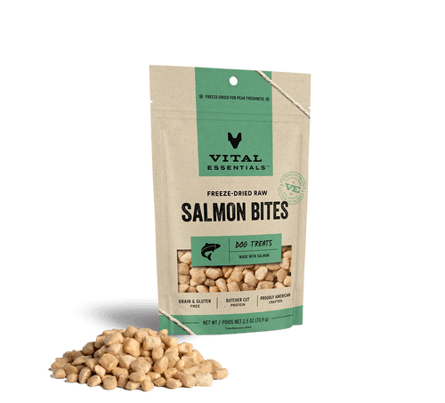 Vital Essentials Freeze Dried Raw Salmon Bites Dog Treats