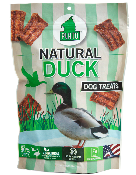 Plato All Natural Duck Strips Dog Treats