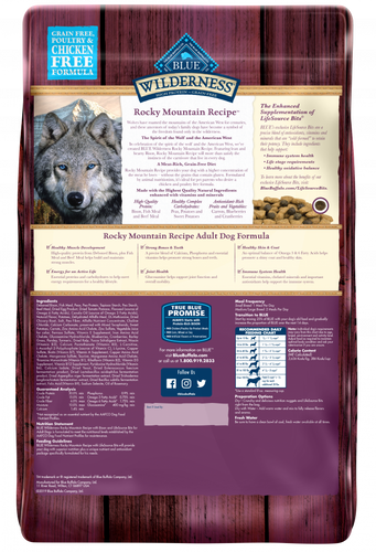 Blue Buffalo Wilderness Rocky Mountain Grain Free Bison High Protein Recipe Adult Dry Dog Food