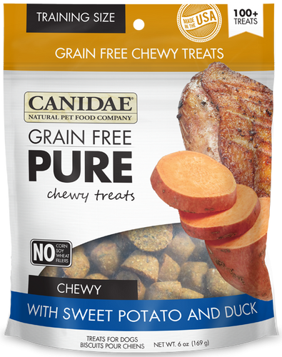 Canidae Grain Free PURE Chewy Training Treats with Sweet Potato and Duck Dog Treats