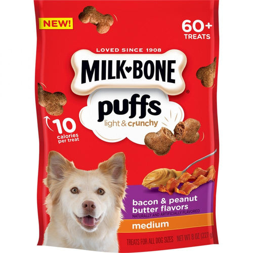 Milk-Bone Puffs Crunchy Bacon and Peanut Butter Dog Treats